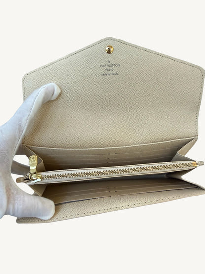 Louis Vuitton Damier Azur Sarah Long Wallet — Cream — Excellent Pre-Owned