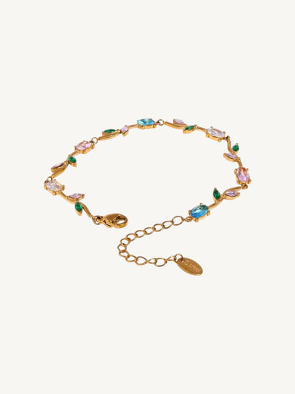 The Printemps multicolor CZ vine bracelet draped view — Shimmer & Shawls