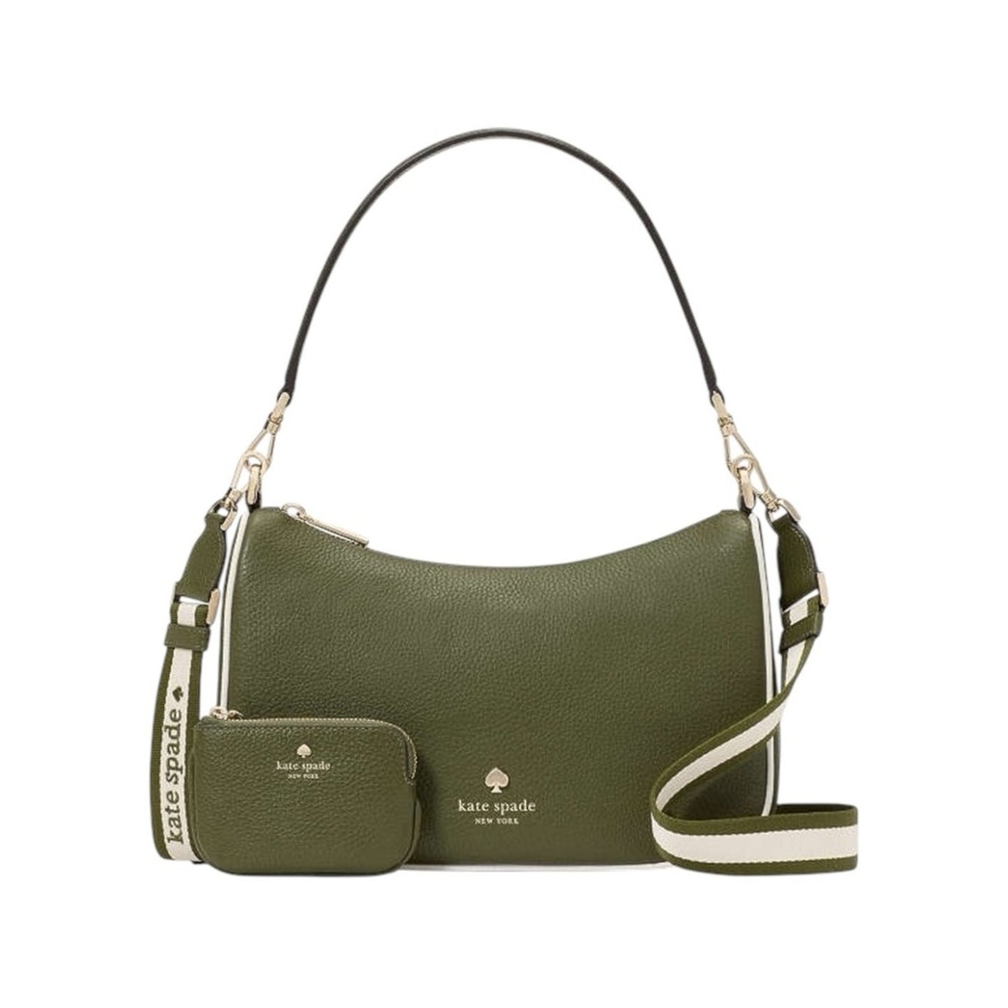 Kate Spade Green Pebbled Leather 2 Way Crossbody Bag & Zip Pouch NWT