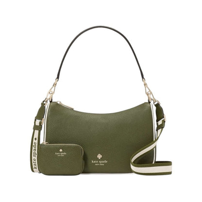 Kate Spade Green Pebbled Leather 2 Way Crossbody Bag & Zip Pouch NWT