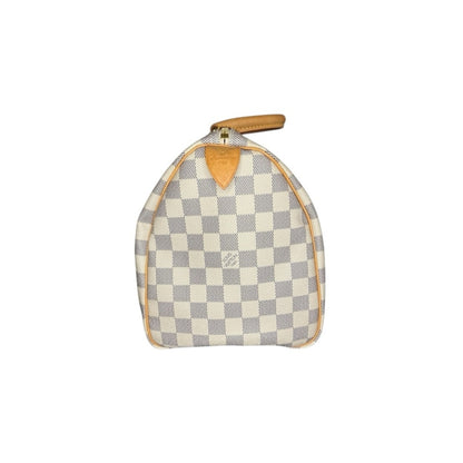 Louis Vuitton Damier Azur Speedy 30 Bag in White and Tan Excellent Condition