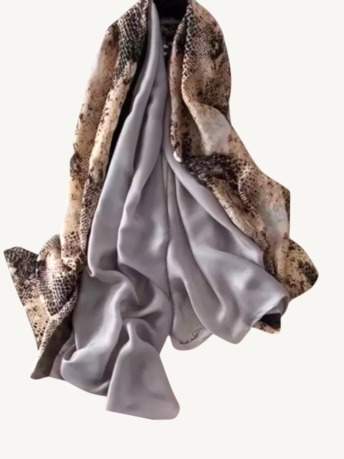 The Marrakech – Snake Print & Grey Colorblock Silky Satin Scarf Shawl Wrap