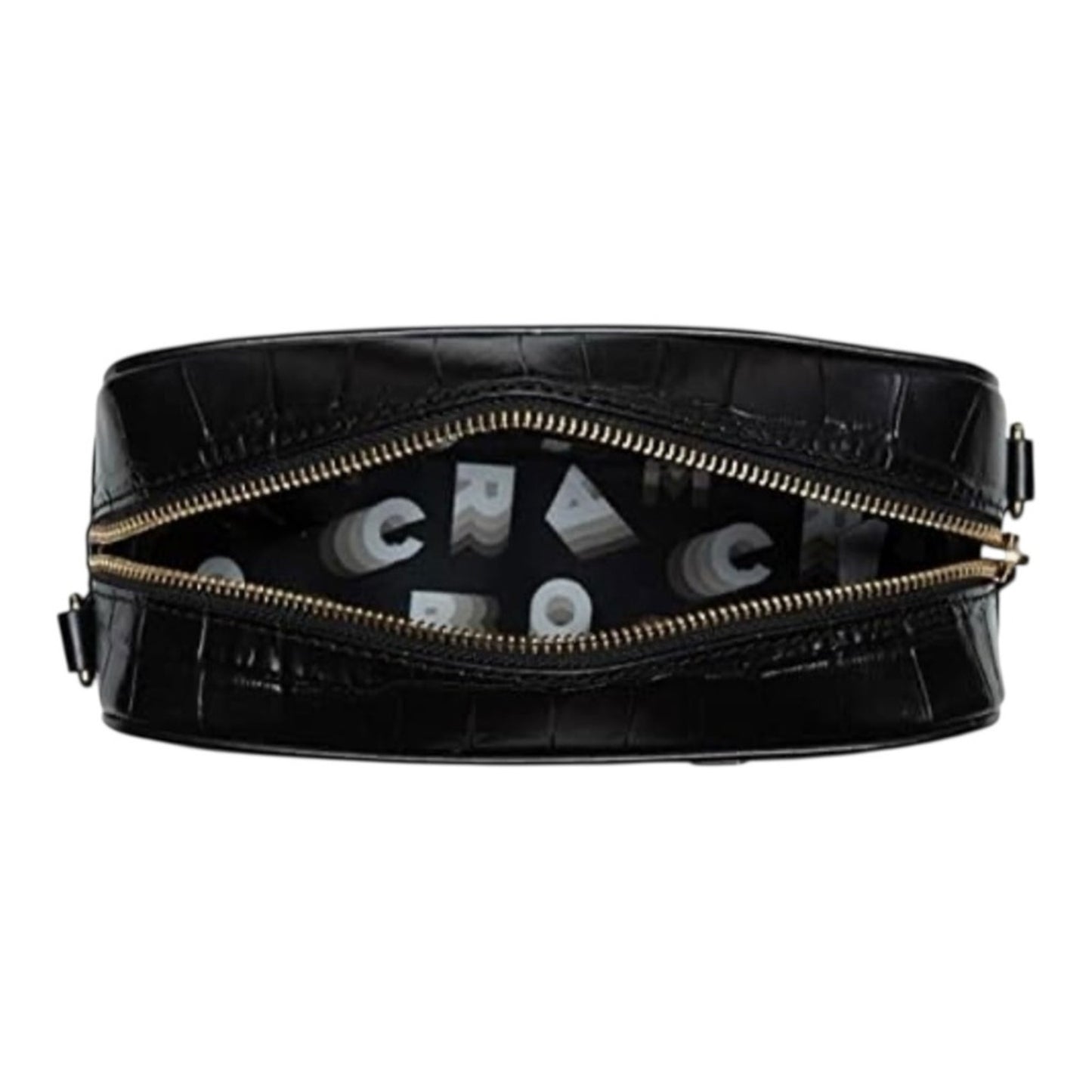 Marc Jacobs Flash Croc-Embossed Crossbody Bag Black Leather Gold Hardware
