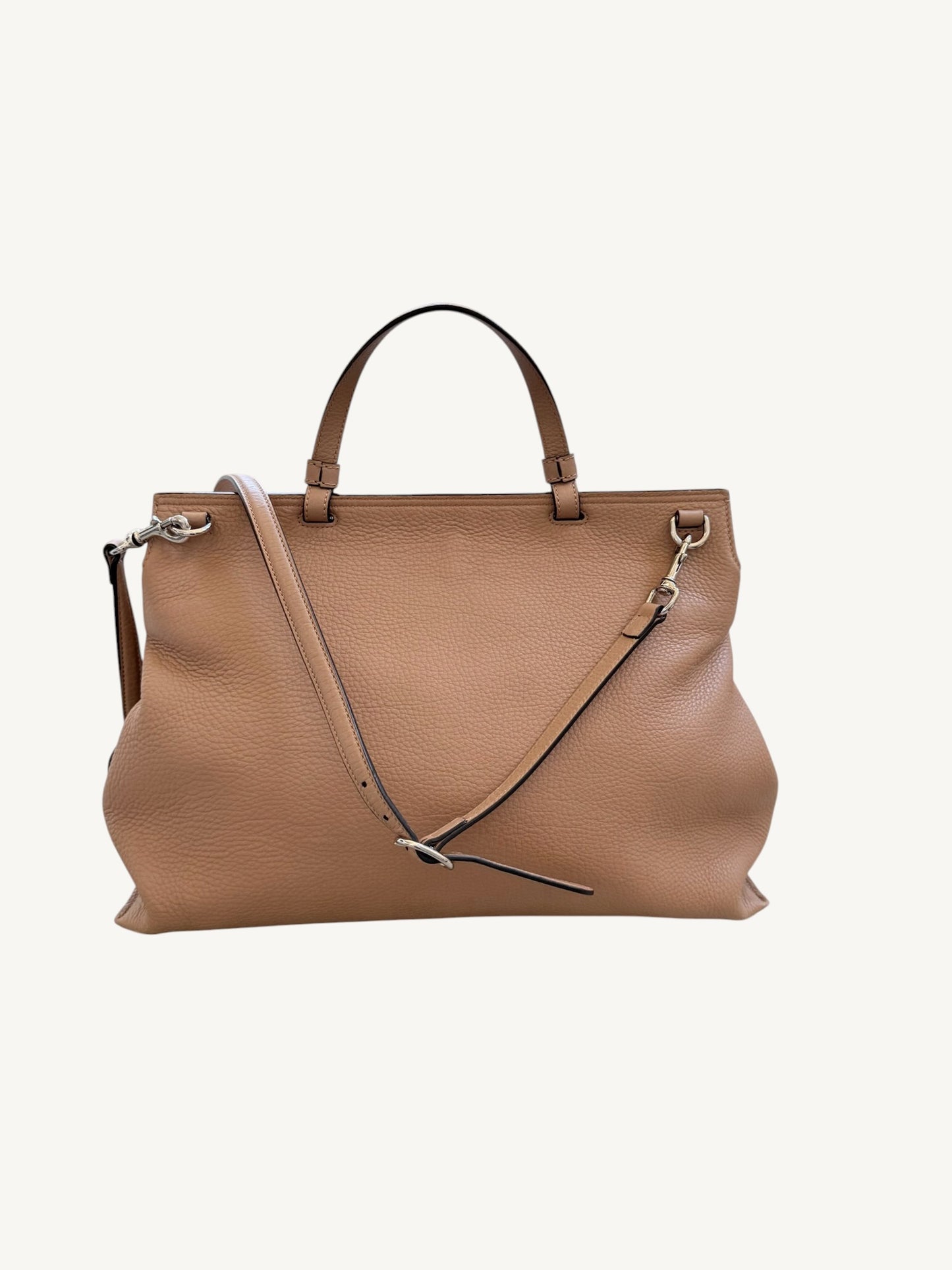 Gucci Large Bamboo Daily 2Way Top Handle Crossbody Bag — Camel Grained Calfskin | Frida Giannini Era Style 370830