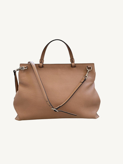 Gucci Large Bamboo Daily 2Way Top Handle Crossbody Bag — Camel Grained Calfskin | Frida Giannini Era Style 370830