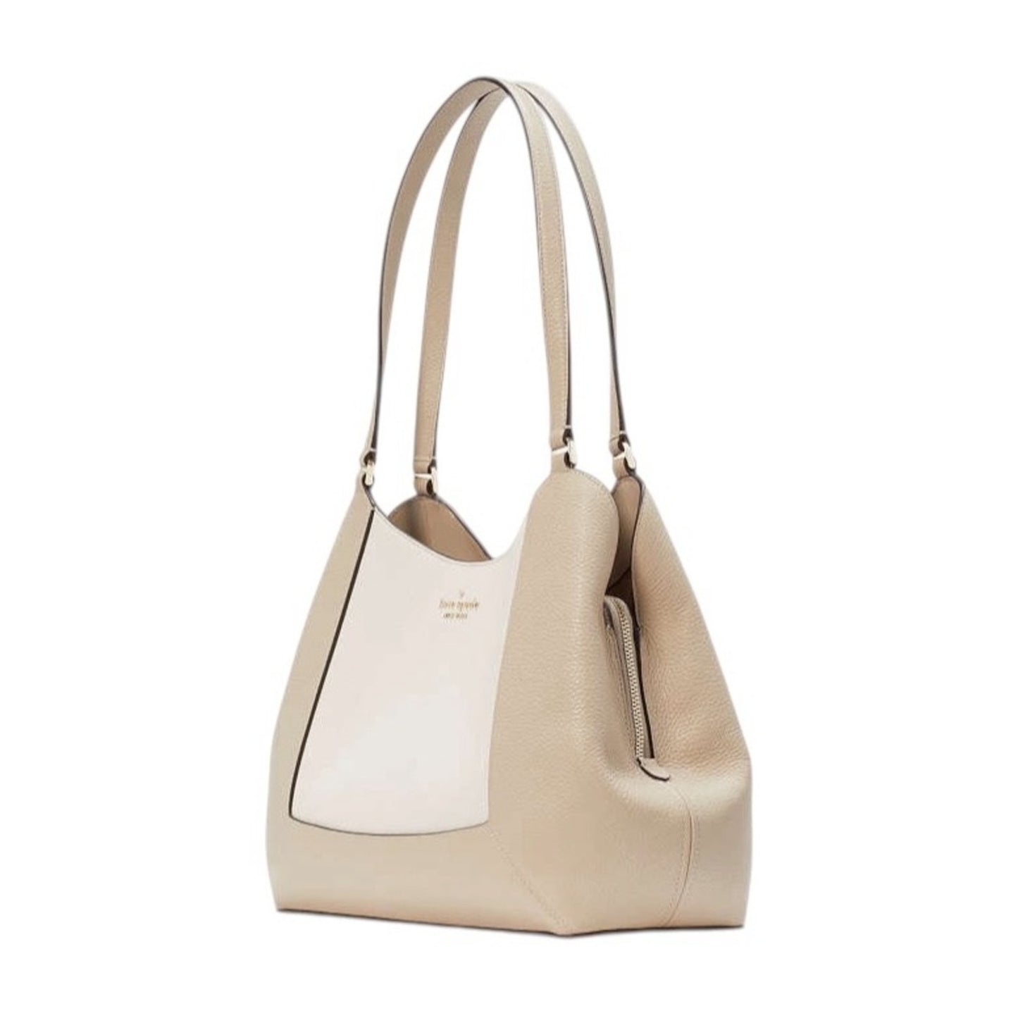 Kate Spade Cream Beige Pebbled Leather Lena Triple Compartment Shoulder Bag NWT