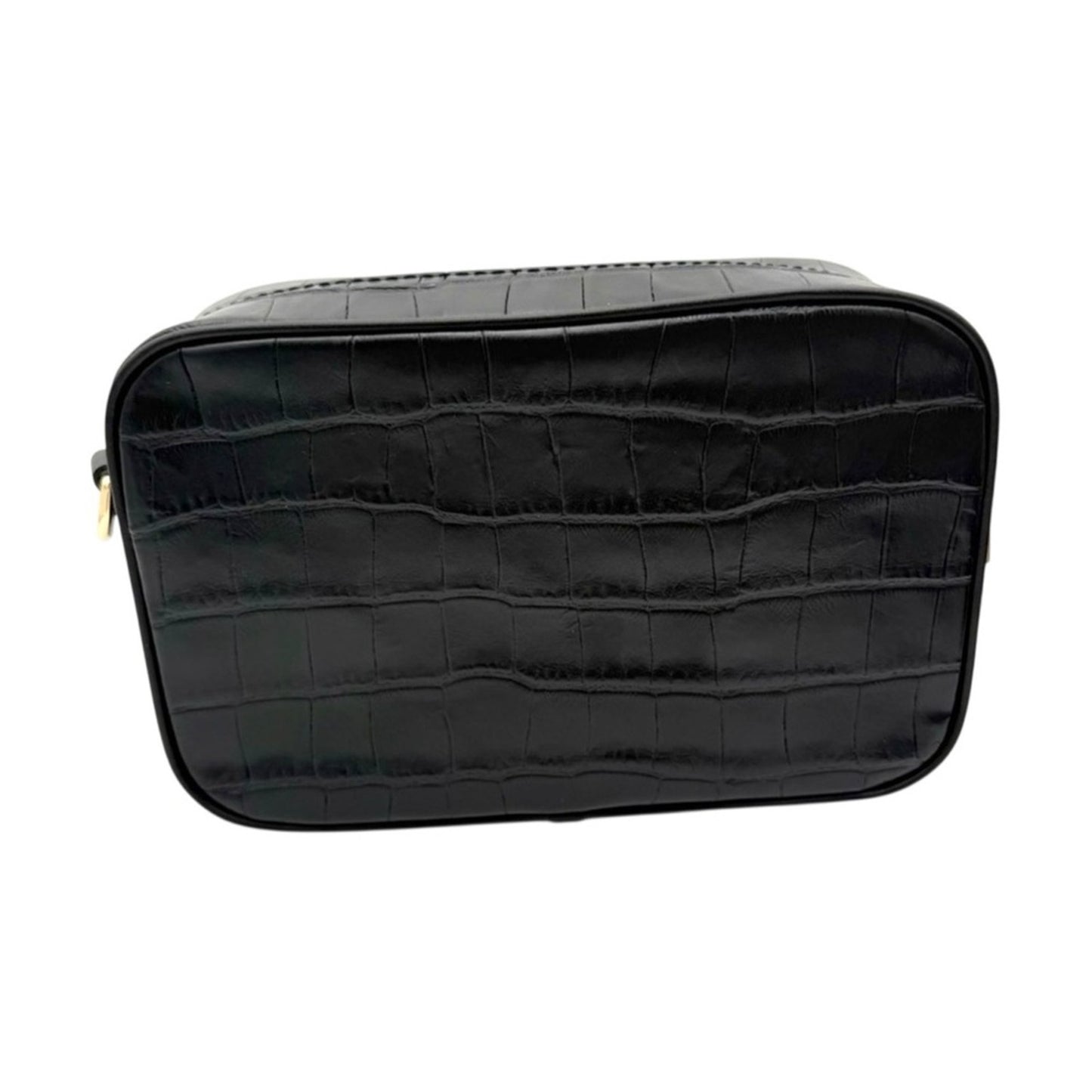 Marc Jacobs Flash Croc-Embossed Crossbody Bag Black Leather Gold Hardware