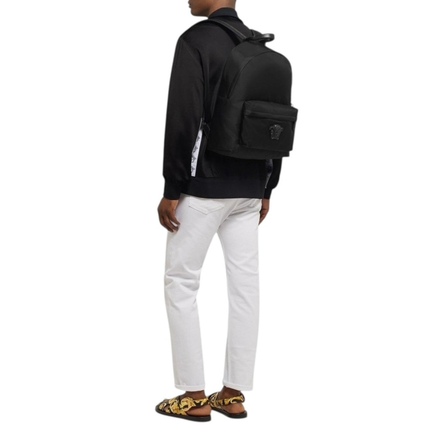 NWT Retail $1450 Versace La Medusa Palazzo Large Nylon Unisex Black Backpack