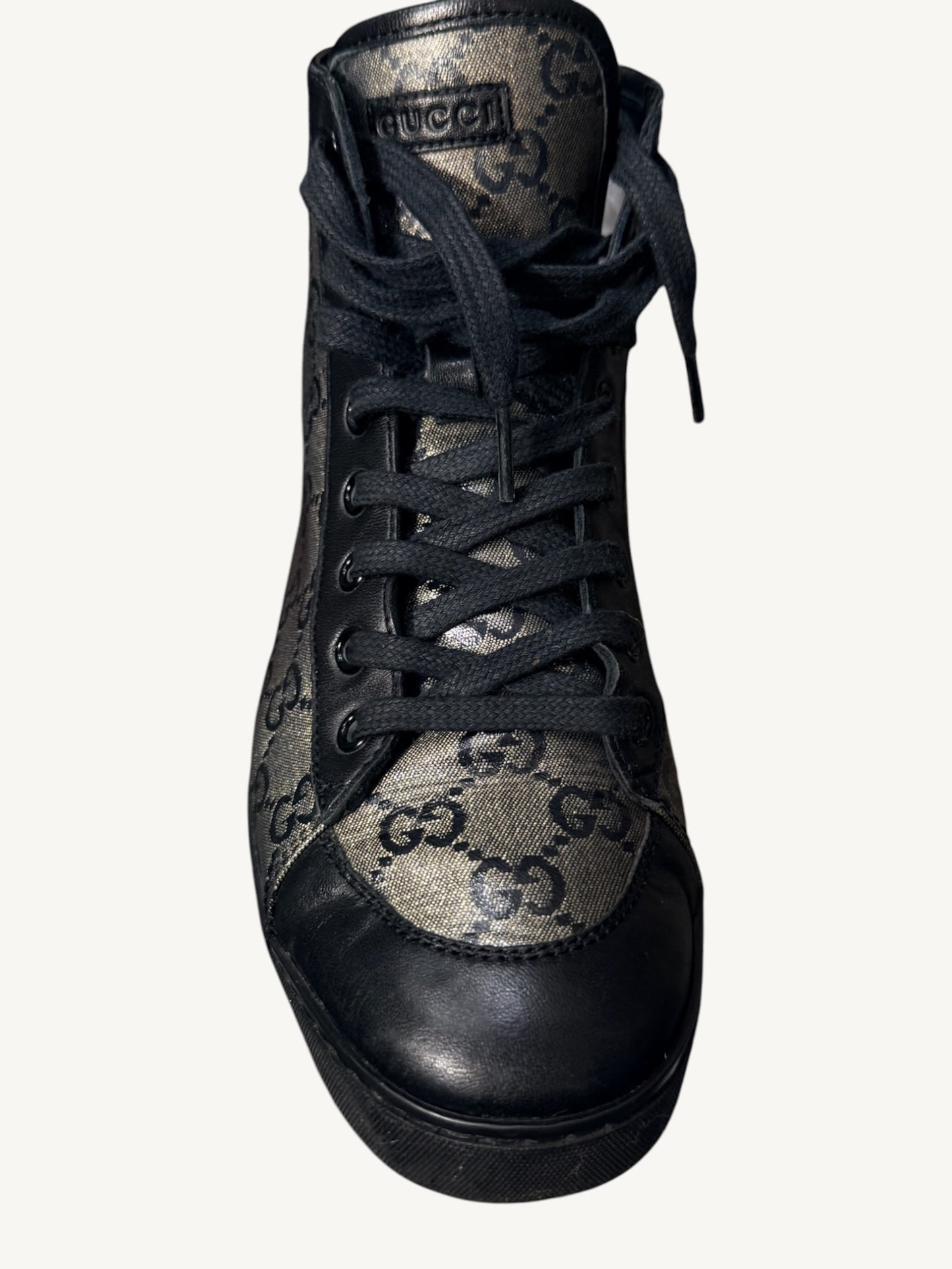 Gucci GG Crystal High-Top Sneaker — Graphite Black — Size 37