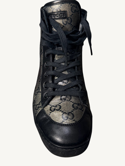 Gucci GG Crystal High-Top Sneaker — Graphite Black — Size 37