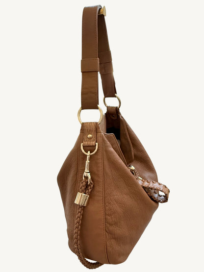 Gucci G Wave Large Hobo camel — full exterior front view | Shimmer & Shawls