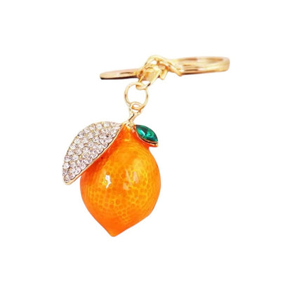 Amalfi Lemon & Orange Crystal Fruit Bag Purse Charm Keychain Yellow or Orange