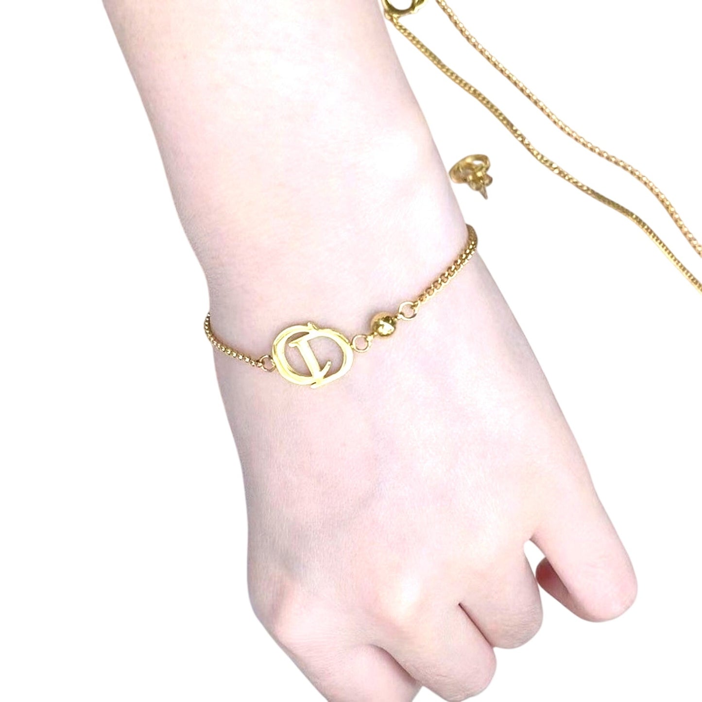 Gold Plated Stainless Steel 3 Piece Set Necklace, Bracelet, and Earrings