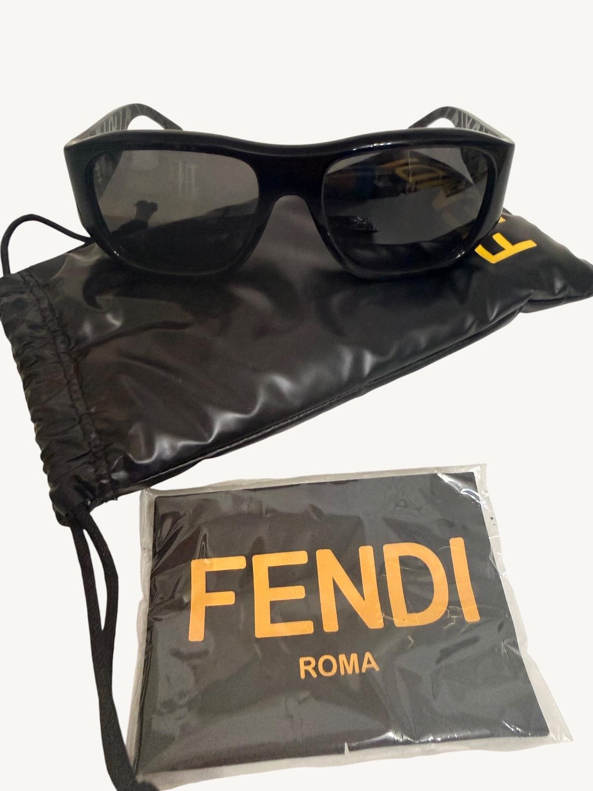 Fendi FE40117I Rectangle Sunglasses — Black Acetate / Smoke Lenses — New