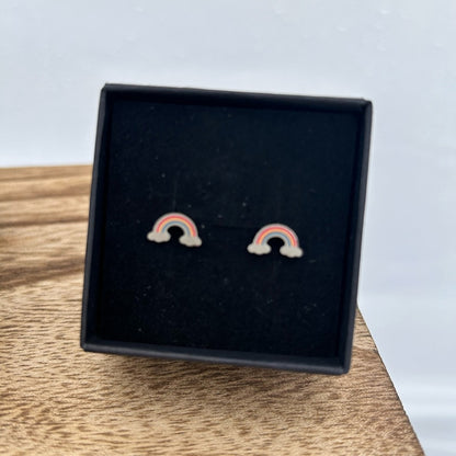 Rainbow Cloud Stud Earrings – 18k Gold-Plated Hypoallergenic Stainless Steel