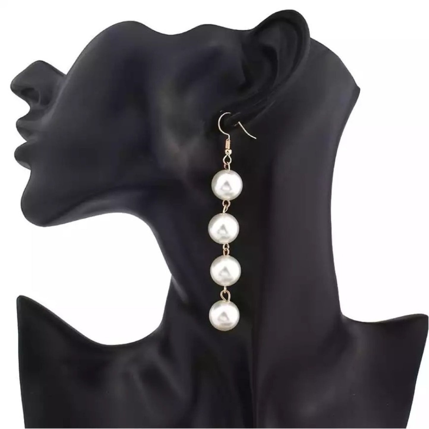 Classic Pearl Drop Dangle Earrings – Gold Tone
