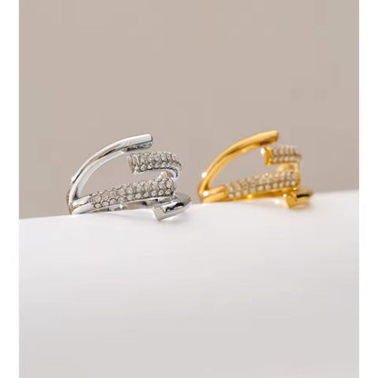 Double Wrap Pavé Ring — Gold & Silver | Adjustable Open Band
