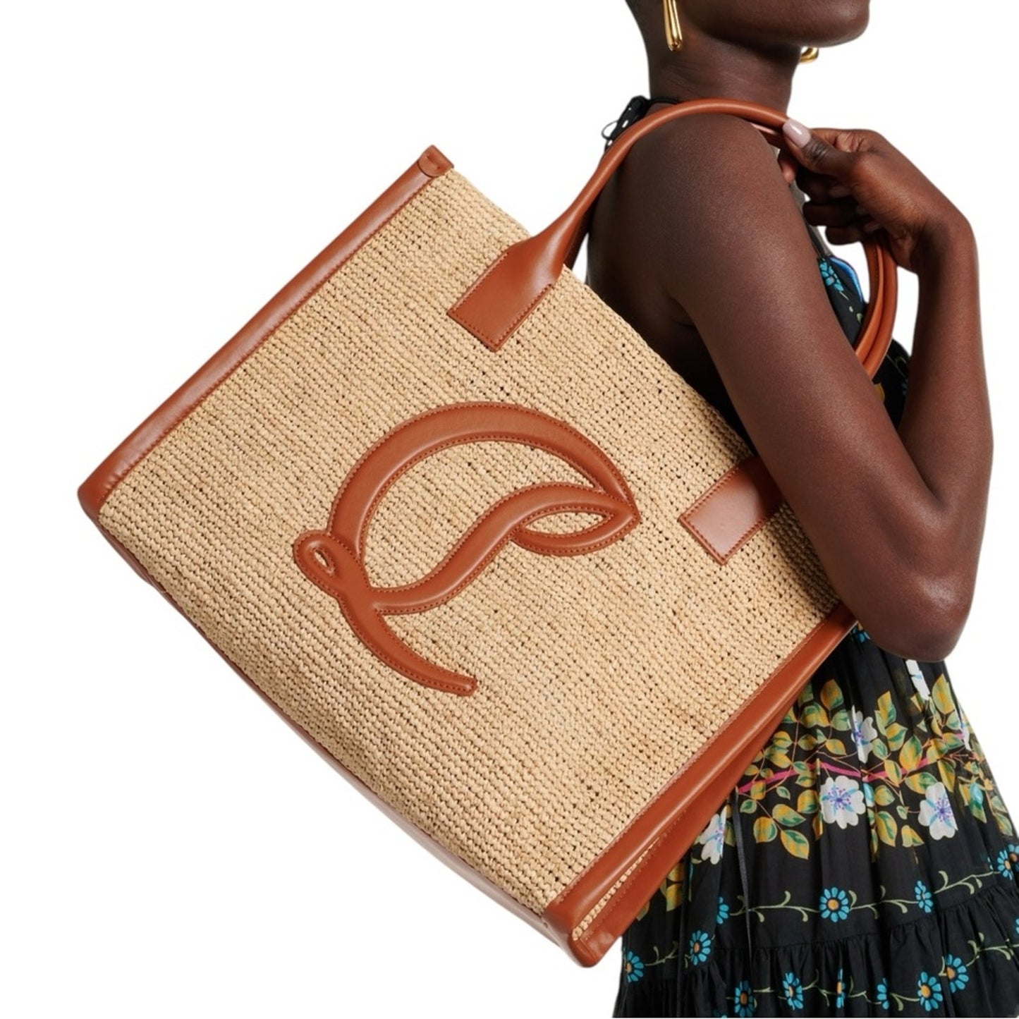 Christian Louboutin By My Side Large Raffia Tote Bag – Natural/Cuoio NWT