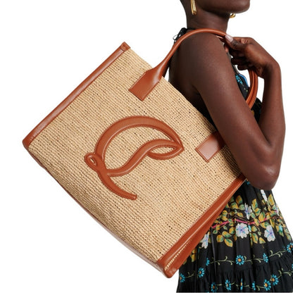 Christian Louboutin By My Side Large Raffia Tote Bag – Natural/Cuoio NWT