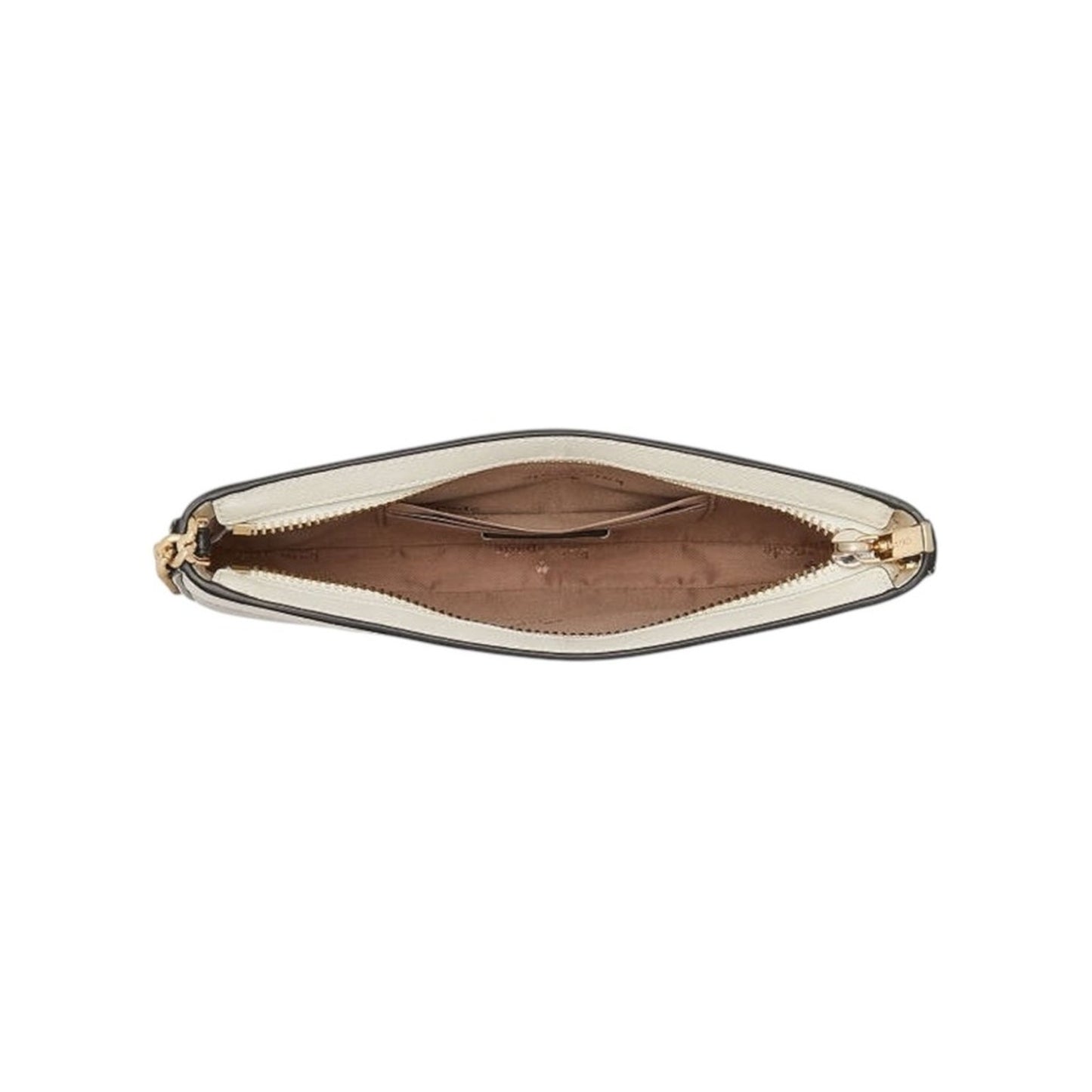 Kate Spade Cream & Tan Saffiano Leather & Gold Wristlet Pochette hand Bag NWT