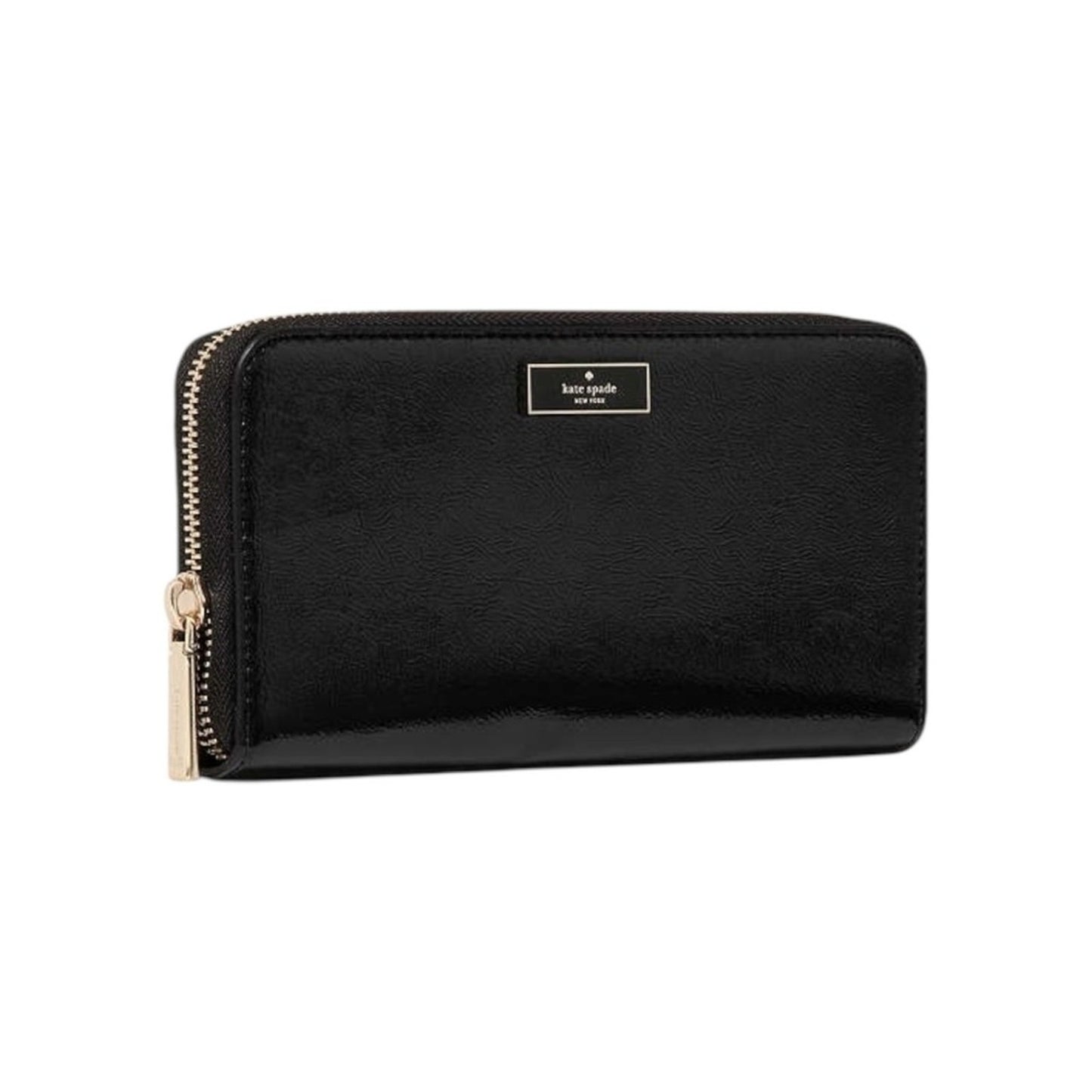 Kate Spade Black Bridget Crinkle Patent Large Continental Wallet -NWT MSRP $239