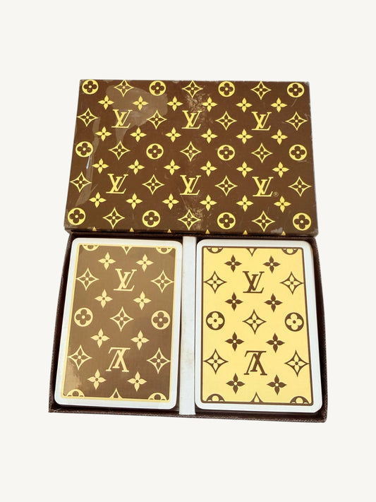 Vintage 1970s Louis Vuitton Monogram Playing Cards by Héron — gold-gilded card edges close-up | Shimmer & Shawls