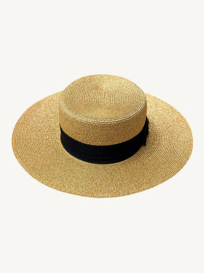 Gucci Bee Gold Metallic Lamé Boater Hat — Wide Brim Rare Silk Lining Variant| Alessandro Michele | Size 58