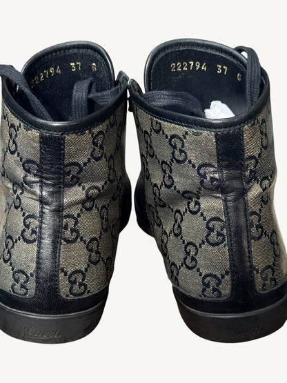 Gucci GG Crystal High-Top Sneaker — Graphite Black — Size 37