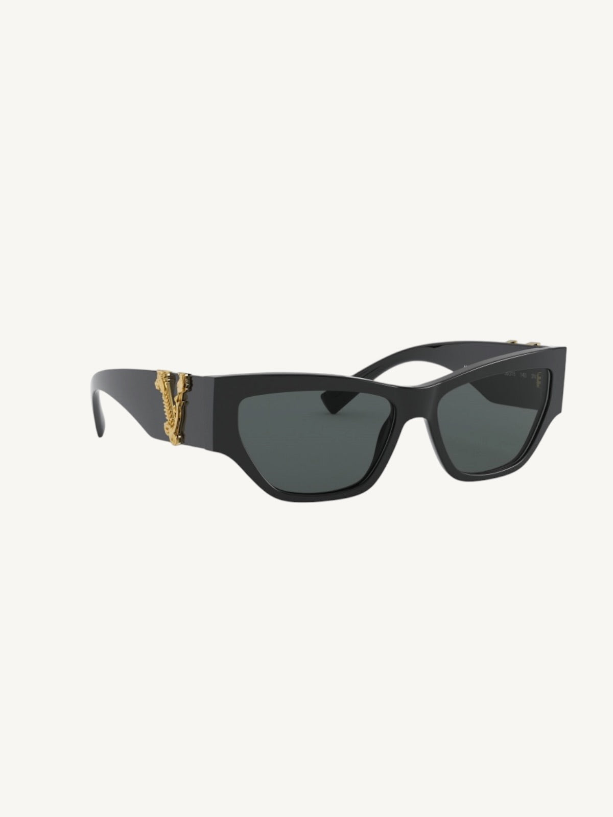 Versace VE4383 Black Cat Eye Sunglasses — Gold Barocco V — New Full Set