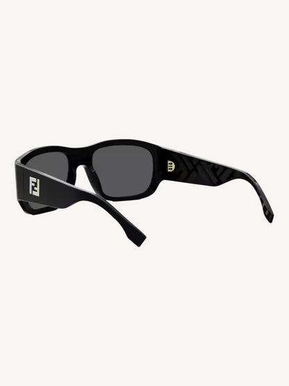 Fendi FE40117I Rectangle Sunglasses — Black Acetate / Smoke Lenses — New