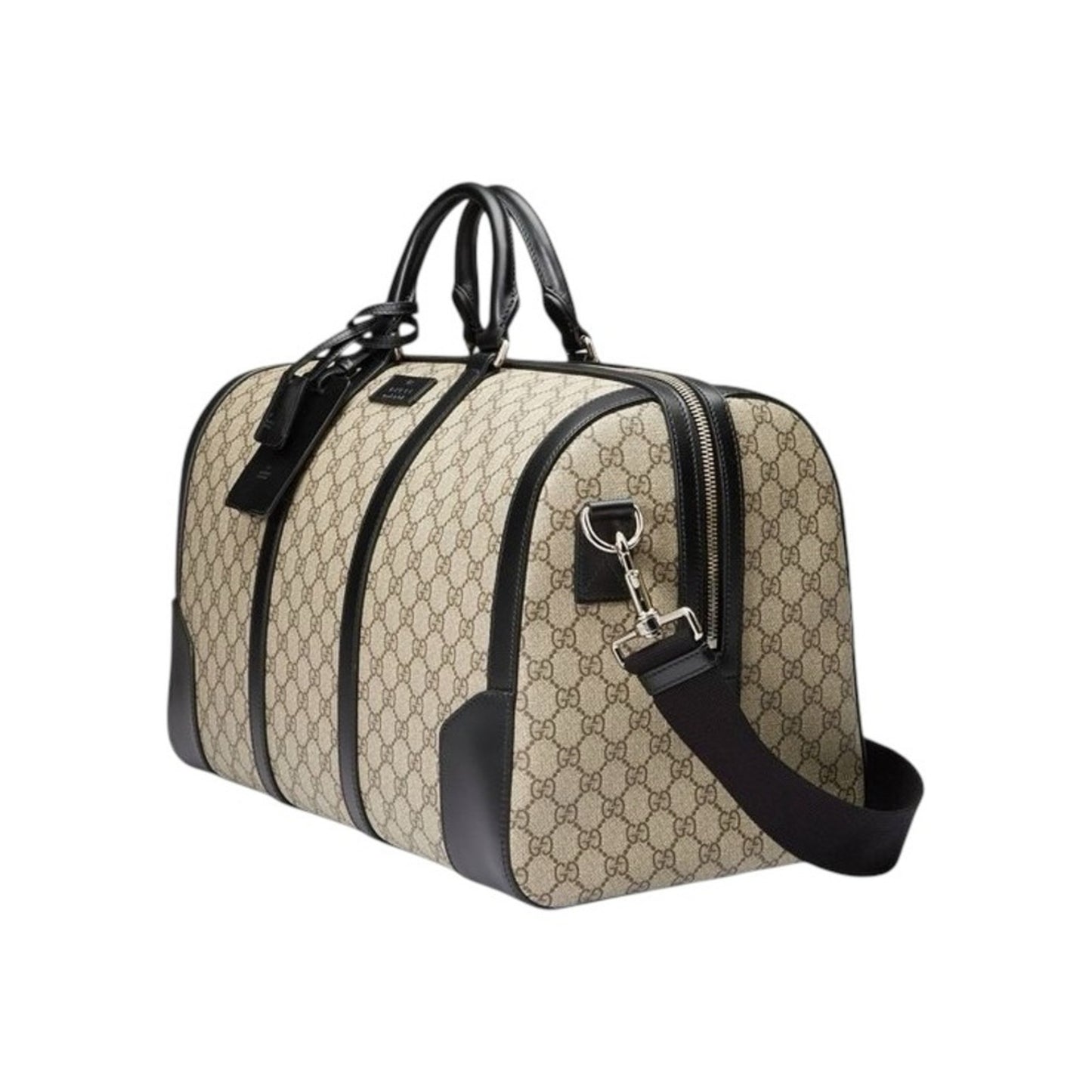 NWT Full Set Gucci GG Supreme Leather Trim X-Large Travel Duffel Bag Beige/Black