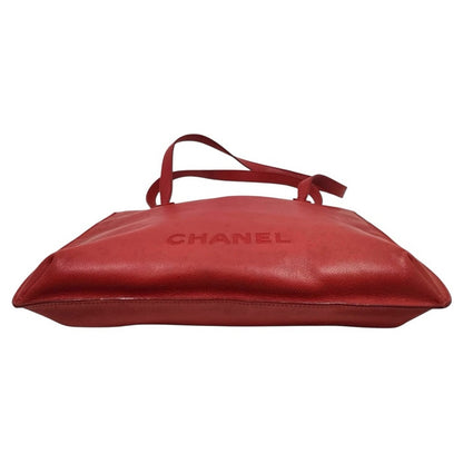 Authentic Chanel Rare Red Caviar Leather Large Tote Bag — Serial 5581084
