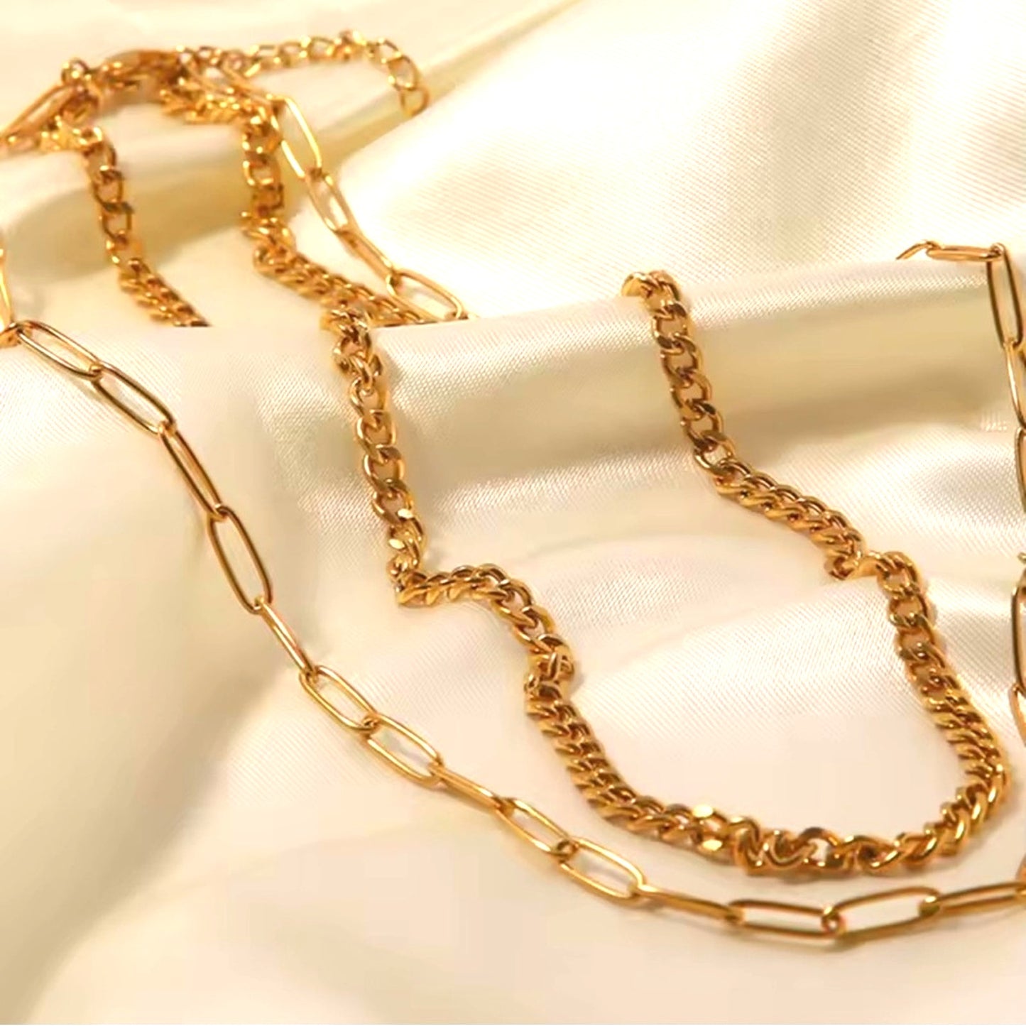 Layered Double Chain Necklace | 18k PVD Gold-Plated Stainless Steel