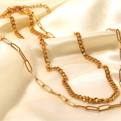 Layered Double Chain Necklace | 18k PVD Gold-Plated Stainless Steel