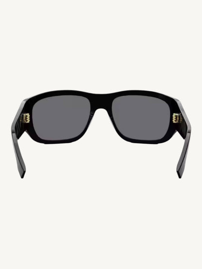Fendi FE40117I Rectangle Sunglasses — Black Acetate / Smoke Lenses — New