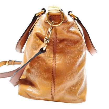 Gucci Soho Brown Patent Leather Satchel Crossbody Bag With Tassel Style 308362