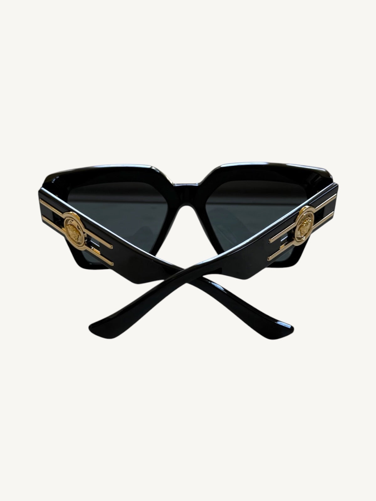 Versace VE4458 Black Butterfly Sunglasses — Gold Medusa — New Full Set