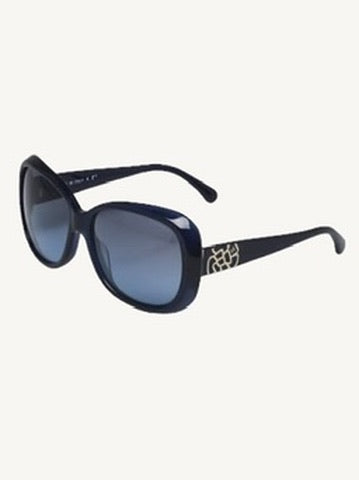 Chanel 5248-A Camellia Oversized Butterfly Sunglasses — Navy Blue — Full Set
