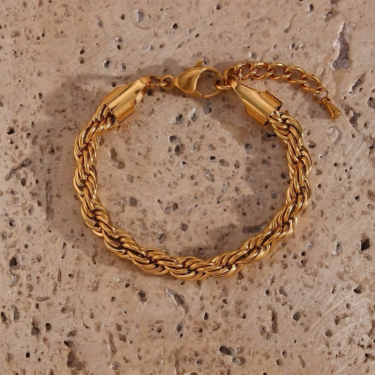 Classic Rope Chain Bracelet – 18k PVD Gold-Plated Stainless Steel