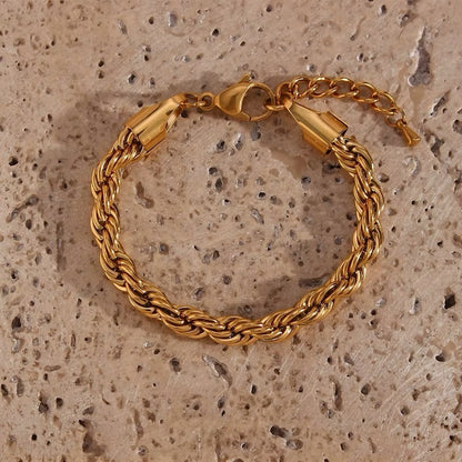 Classic Rope Chain Bracelet – 18k PVD Gold-Plated Stainless Steel