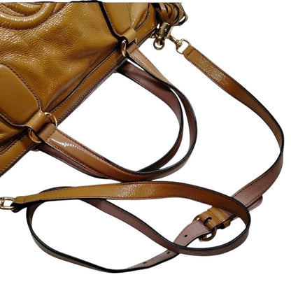 Gucci Soho Brown Patent Leather Satchel Crossbody Bag With Tassel Style 308362