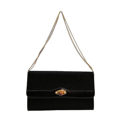 Christian Dior Vintage Black Trotter Canvas Chain Crossbody/Shoulder Bag/ Clutch