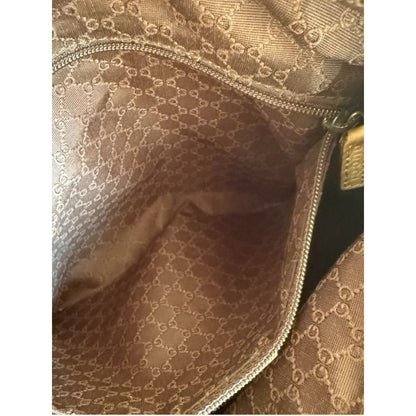 Gucci Sherry Line Beige Canvas Crossbody / Shoulder Hobo Bag Adjustable Strap