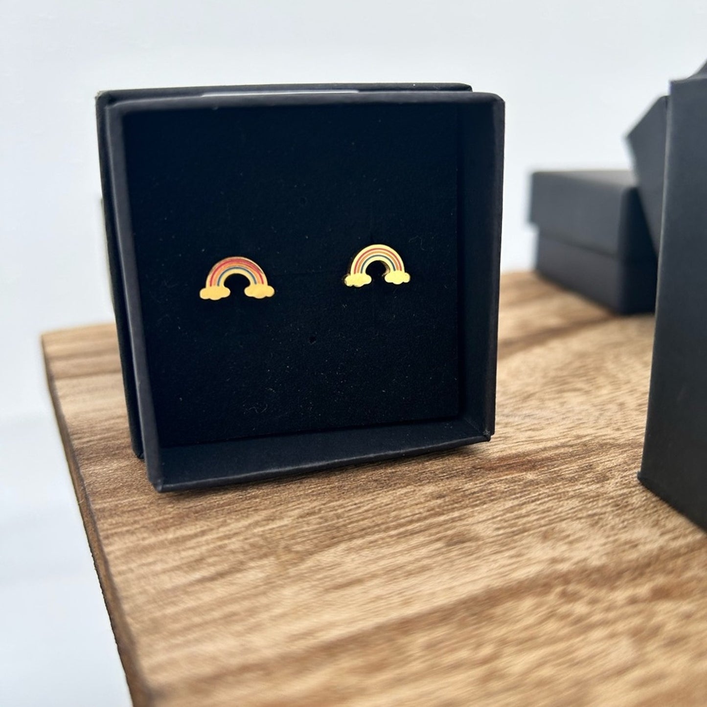 Rainbow Cloud Stud Earrings – 18k Gold-Plated Hypoallergenic Stainless Steel