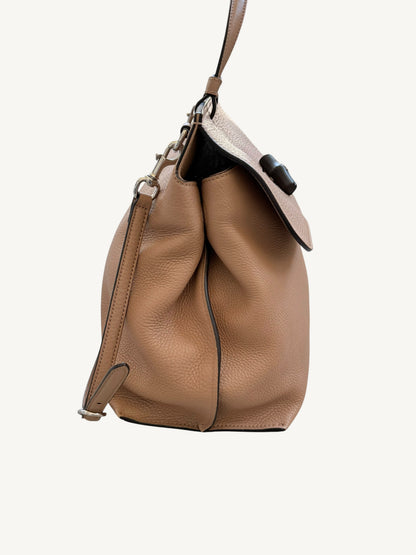 Gucci Large Bamboo Daily 2Way Top Handle Crossbody Bag — Camel Grained Calfskin | Frida Giannini Era Style 370830