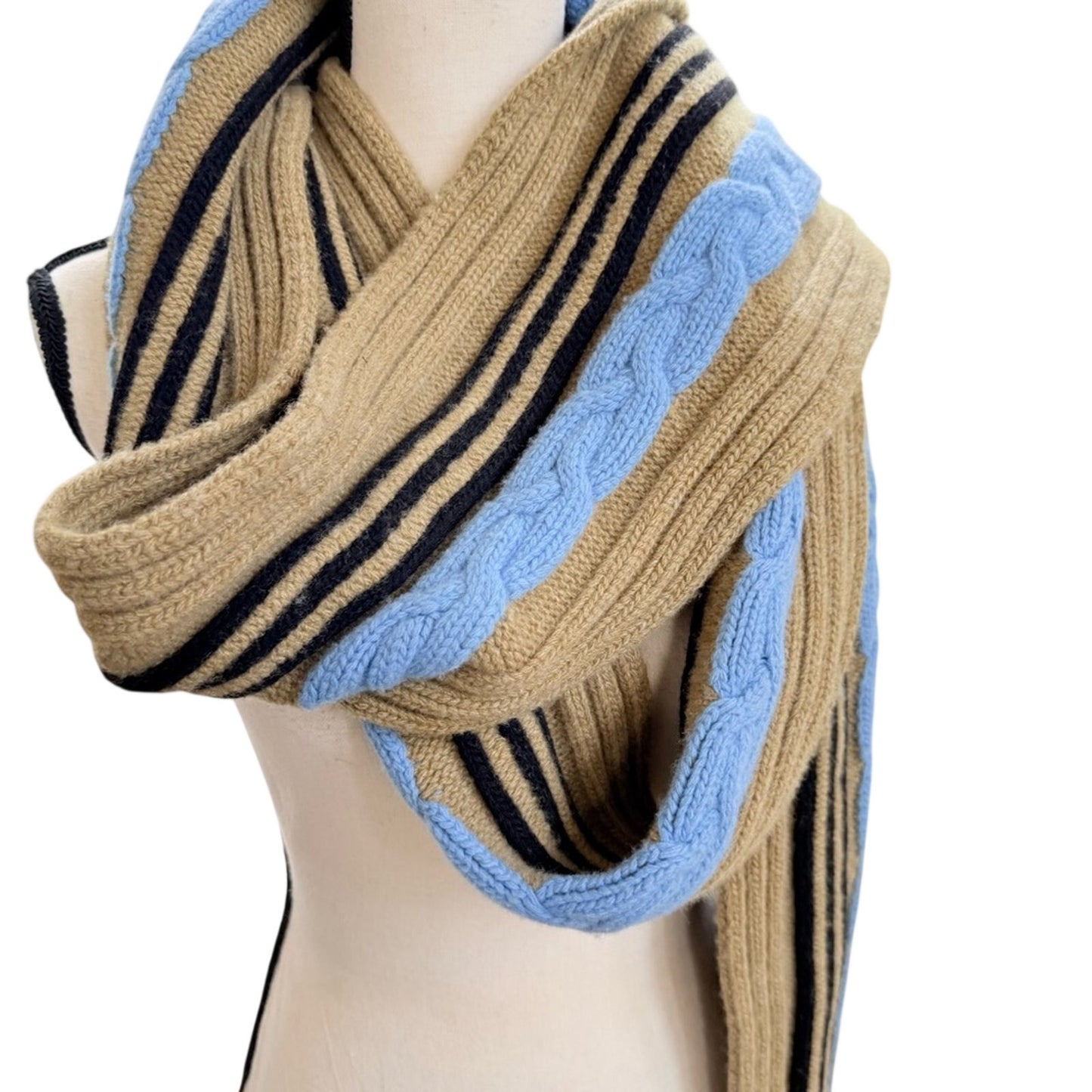 NWT Unisex Adidas x Gucci 100% Wool Cable Knit Extra Long Scarf | Made in Italy