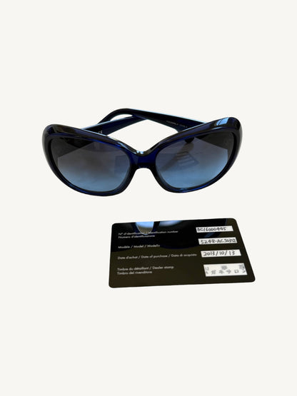 Chanel 5248-A Camellia Oversized Butterfly Sunglasses — Navy Blue — Full Set
