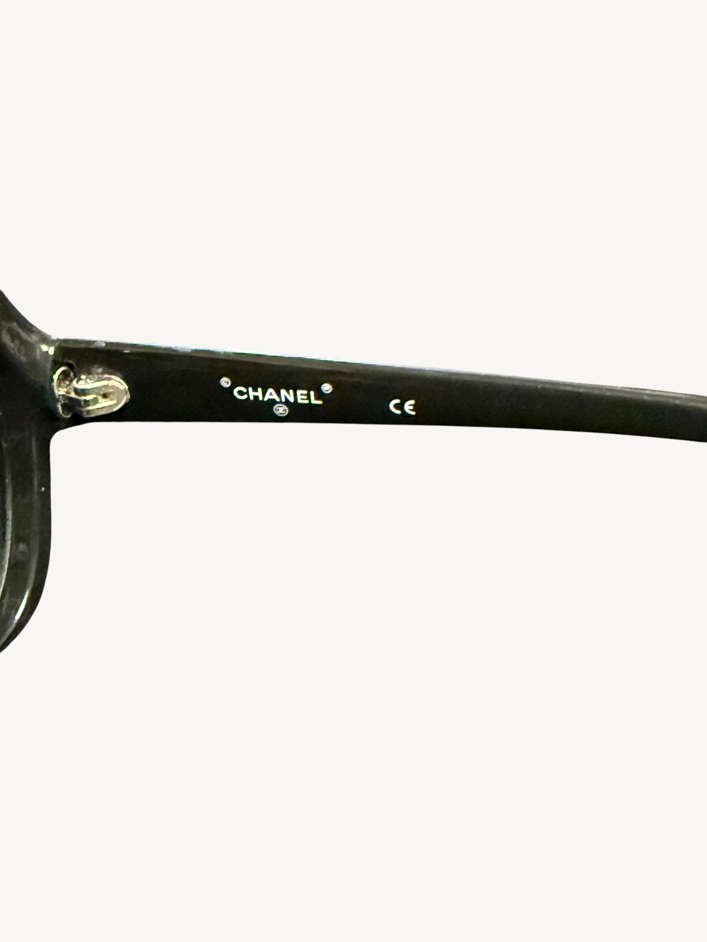 Chanel 40941 Crystal-Embellished Oversized Sunglasses — Black — Very Good Pre-Owned