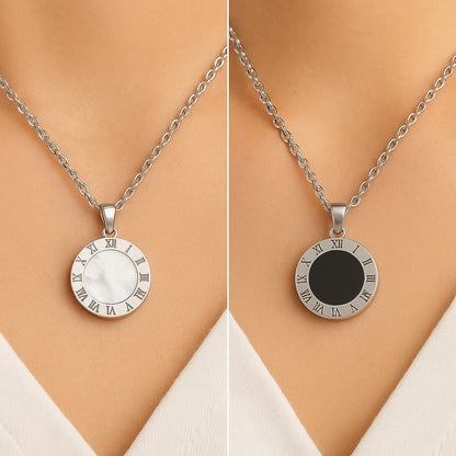 3 Pc Roman Numeral Reversible Stainless – Necklace, Bracelet & Earrings Set