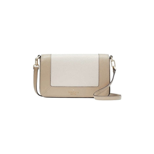 Kate Spade Ivory Beige Colorblock Pebbled Leather Lena Crossbody NWT $299 MSRP